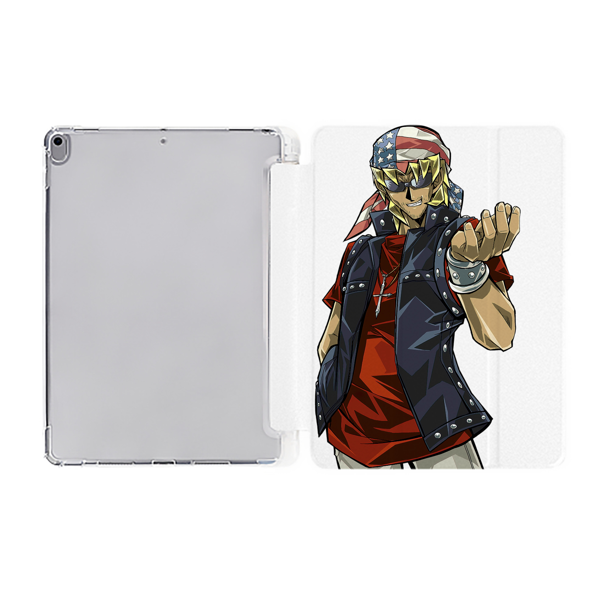 （画像用） 遊☆戯☆王 Yu-Gi-Oh! IPad ケース ペン収納付き 三つ折りスタンド PUレザー×シリコン 対応機種9.5/10.5/10.9インチ